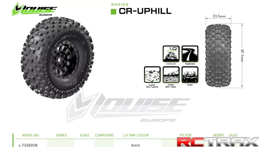 Hex 7mm Louise koła CR-UPHILL 1-18/1-24 Crawler Super Soft Black 1.0 Wheels L-T3369VB