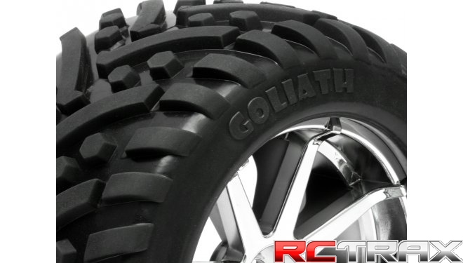 MOUNTED GOLIATH TYRE 178X97MM ON BLAST WHEEL CHROME