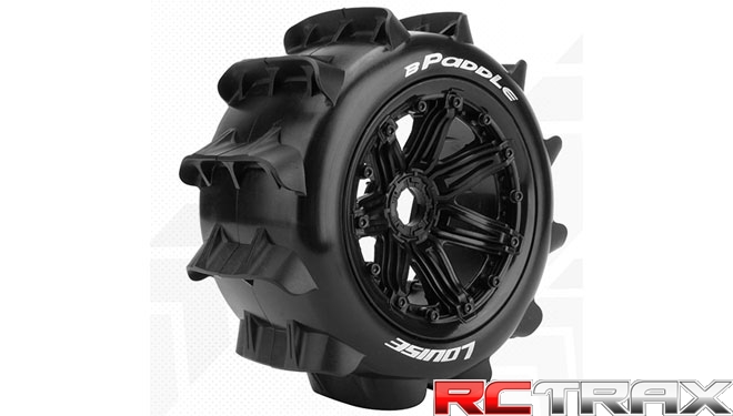 Louise RC B-PADDLE 1-5 Buggy Tire Set Mounted Sport Black Bead-Lock Wheels Hex 24mm Rear L-T3280B
