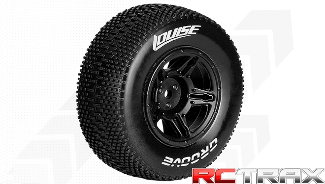 Louise RC  SC-GROOVE  1-10 Short Course Tire Set  Mounted  Soft  Black Wheels  Losi TEN-SCTE 4X4  L-T3146SBLA 2szt