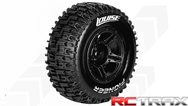 Louise RC  SC-PIONEER  1-10 Short Course Tire Set  Mounted  Soft  Black Wheels  Losi TEN-SCTE 4X4  L-T3148SBLA 2szt