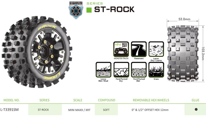 Louise RC ST-ROCK Tire Set for Mini MAXX/XRT Soft