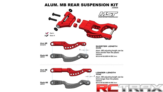 MST 210616R MB Alum. Rear lower arm set (red)