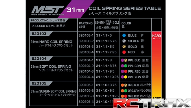 MST 820103 31mm Hard coil spring set (8)