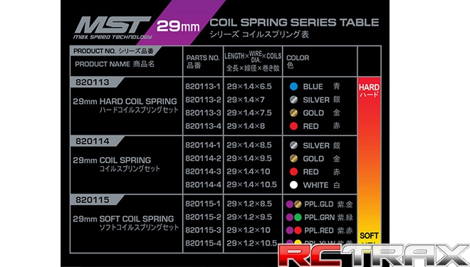 MST 820115 29mm Soft coil spring set (8)