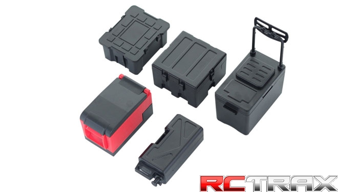 Plastikowe skrzynki Xtra Speed Scale Plastic Equipment Case Tank Freezer Luggage Set For 1/10 Crawler Black