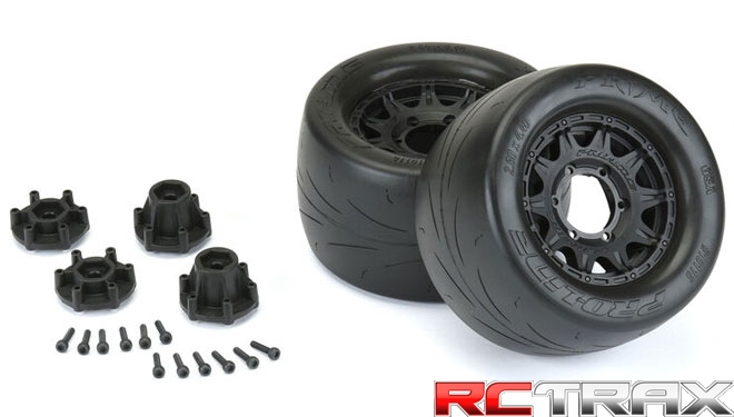 PRO-LINE hex 12mm 1011610 1/10 Prime Front/Rear 2.8" Street MT Tires Mounted 12mm Blk Raid (2)
