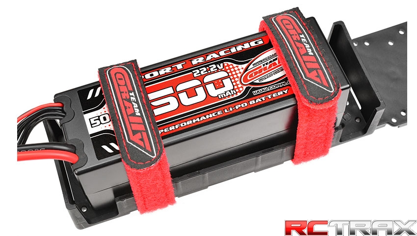 Team Corally rzep do baterii 250x20mm Anti-Slip Strings Red 2 pcs