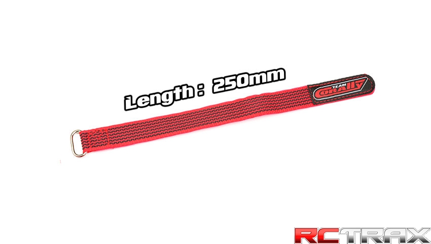 Team Corally rzep do baterii 250x20mm Anti-Slip Strings Red 2 pcs