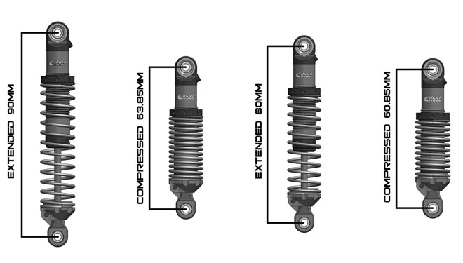 Vanquish amortyzatory EIBACH S8E Scale Shock Set 80mm